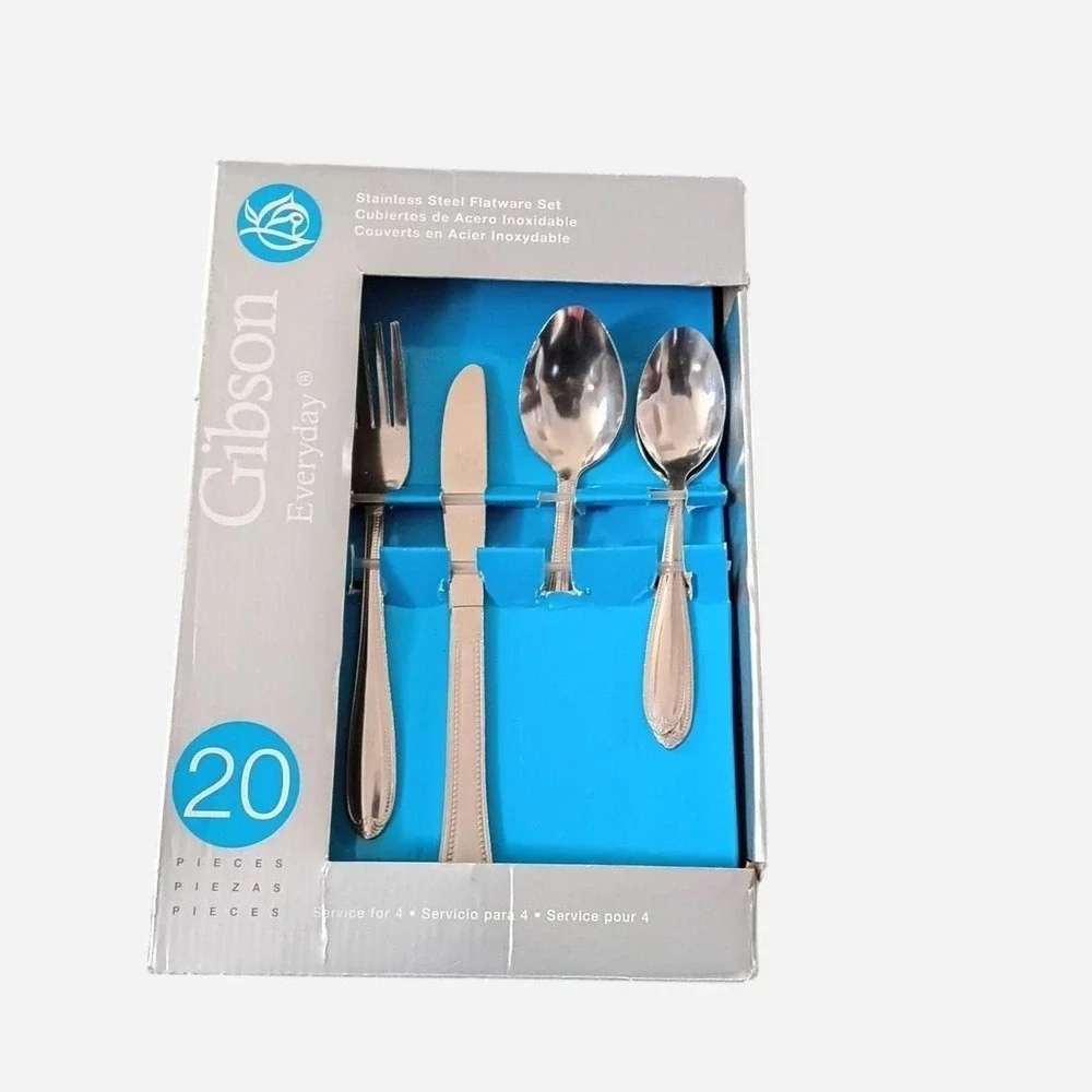 Gibson Everyday 20 Piece Stainless Steel Flatware Set New In Box